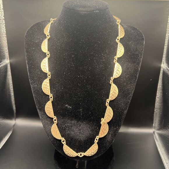 Necklace Womens Gold Semi Circle Lobster Clasp Lightweight Boho Necklet - Picture 2 of 9